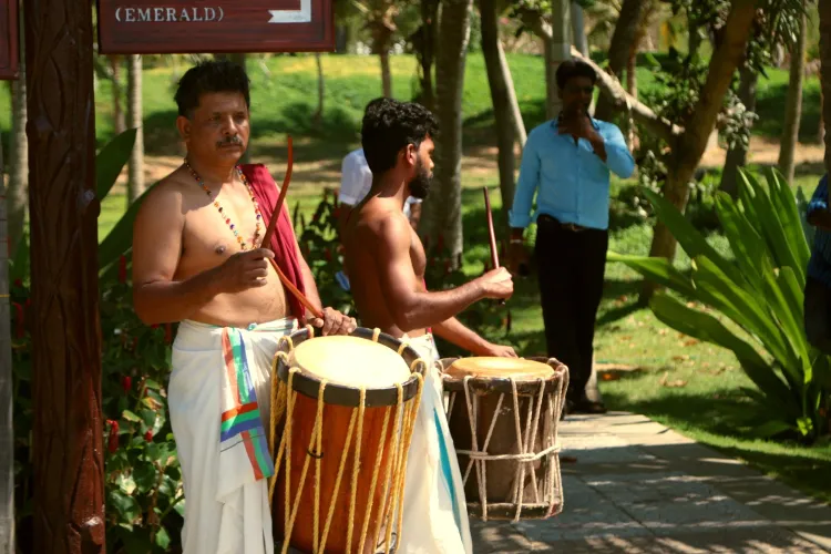 Chenda melam performance welcoming guests at a corporate event